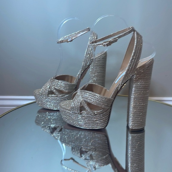 Aquazzura Sundance 140 Glitter platform heeled sandals size 38 - Picture 16 of 17